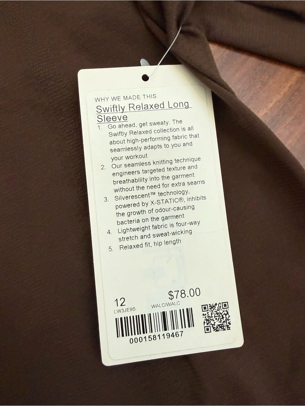 Lululemon Swiftly Relaxed Long-Sleeve Shirt Hip Length Mahogany Muse Size 12